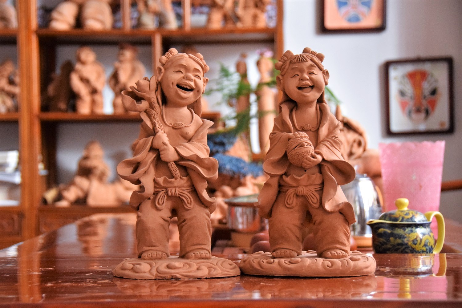 泥塑作品:和合二仙